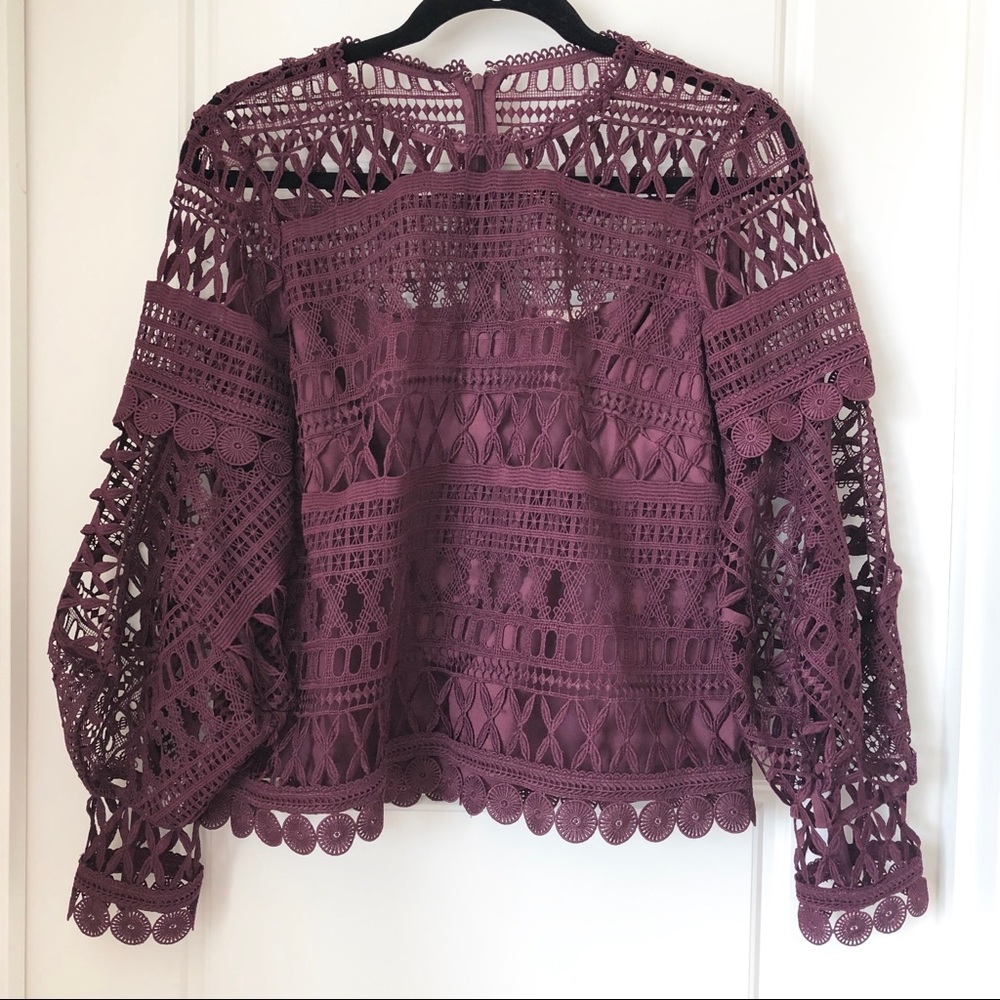 A. MOSS Burgundy Lace Top